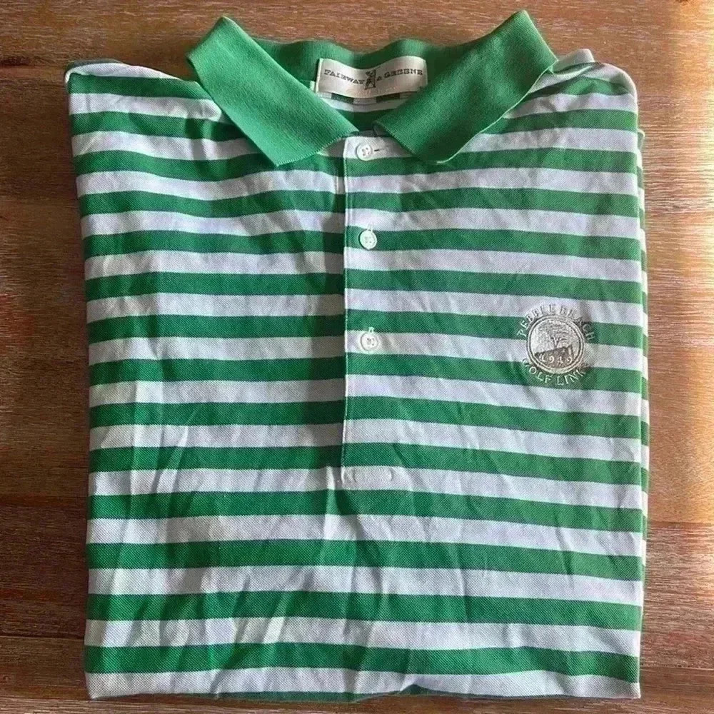 Fairway & Greene Green Stripe Polo SZ XL